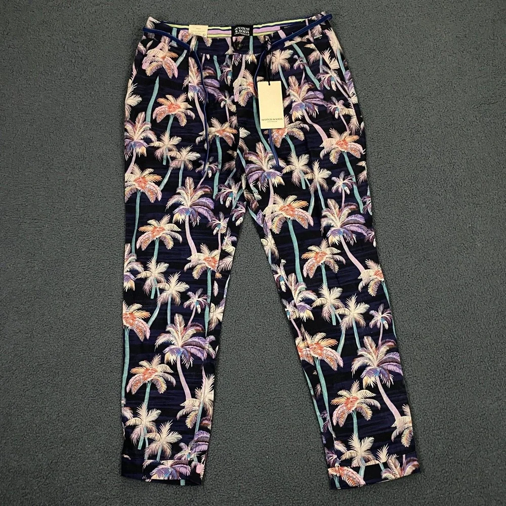 Scotch & Soda Palm Tree Printed 2 Piece Suit size Medium 30x28 Linen Lighweight